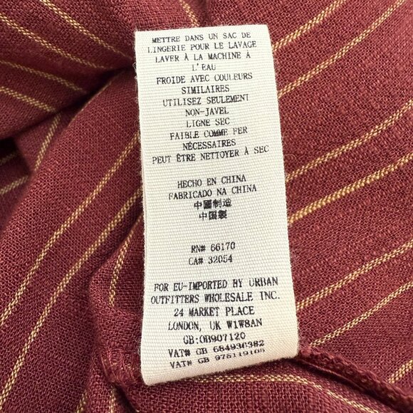 Free People Audrey Stripe Midi Dress Women's Small Red Button Up Collared Boho - Picture 15 of 15